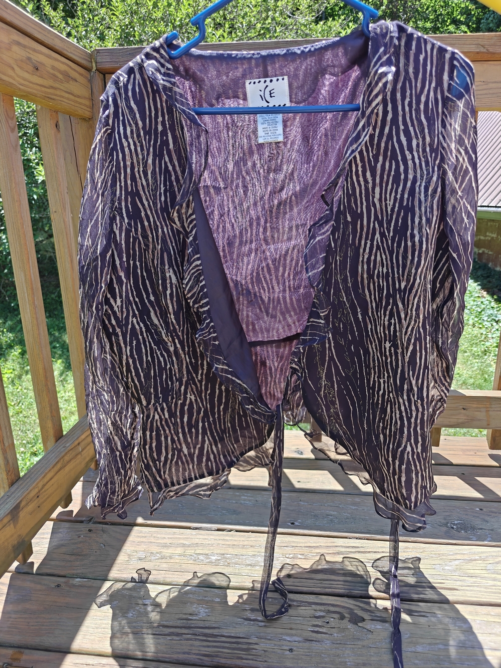 ICE Purple Silk Ruffle Fairy Blouse